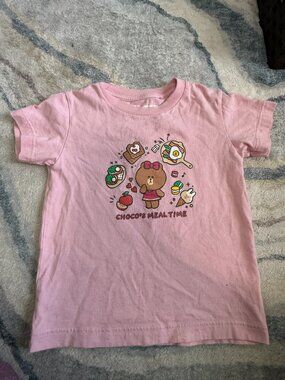 Uniqlo Line Friends Choco's Mean Time Kids 3-4T Pink Shirt